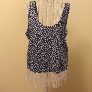 NWT Francesca’s stars tank top with fringe
